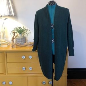 Old Navy Long Emerald Green Open Front Cozy Sweater
